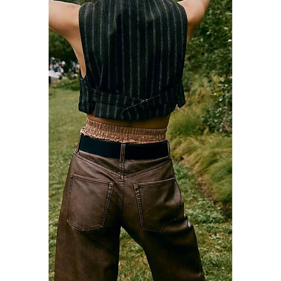 We The Free Misha Vegan Pants Size 28 — Brown Barrel Silhouette Vegan Leather - Picture 10 of 10